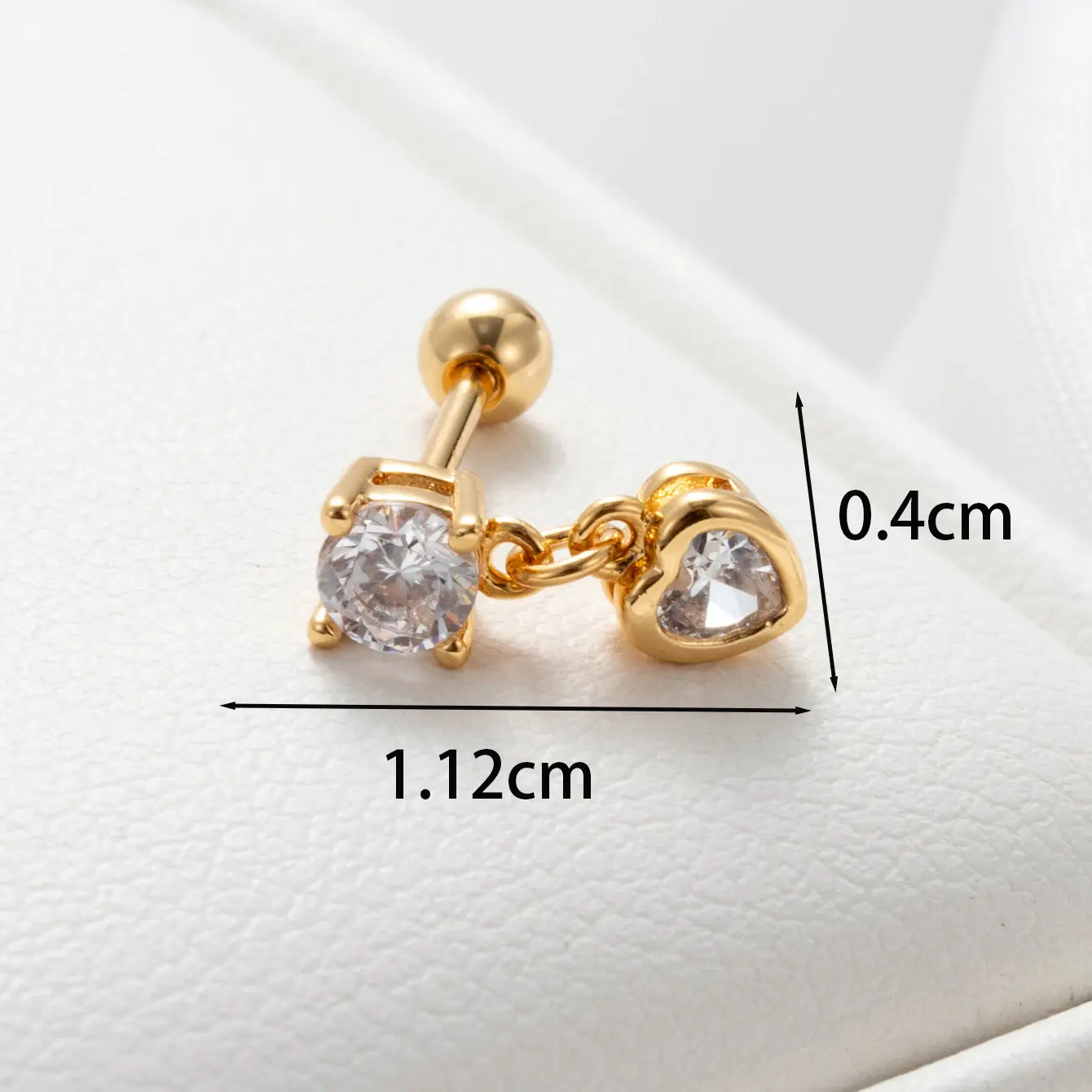 1 Piece Simple Series Classic Heart Copper 18K Gold Plated Zircon Women's Dangle Earrings h5 